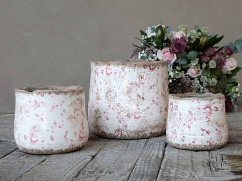 Chic Antique Cannes Übertopf m. Blumenmotiv