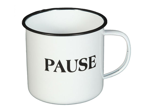 Ambiente Haus Emaillierter Kaffeebecher "Pause"