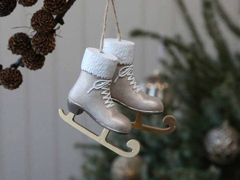 Chic Antique Schlittschuhe glitzernd, Weihnachtsanhänger