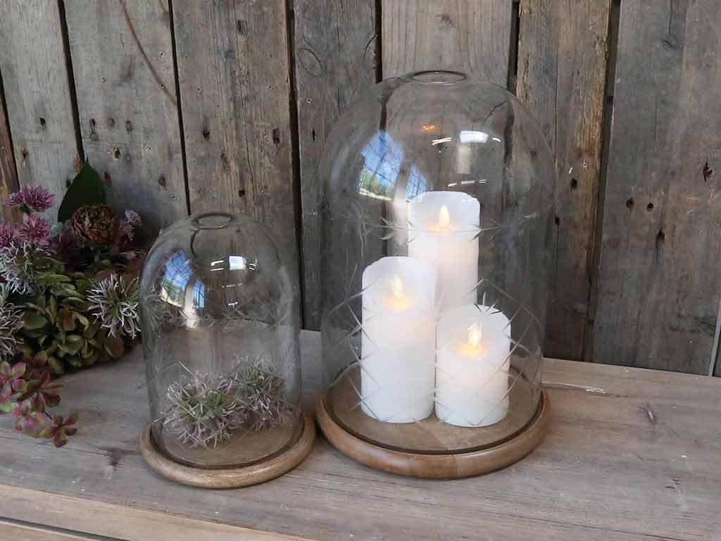 Chic Antique Glasglocke mit Schliff – Kammerleuchter