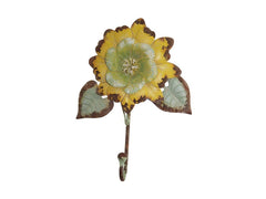 Wandhaken Sonnenblume Farbe antique gelb, grün H22/B15/T5 cm aus Eisen